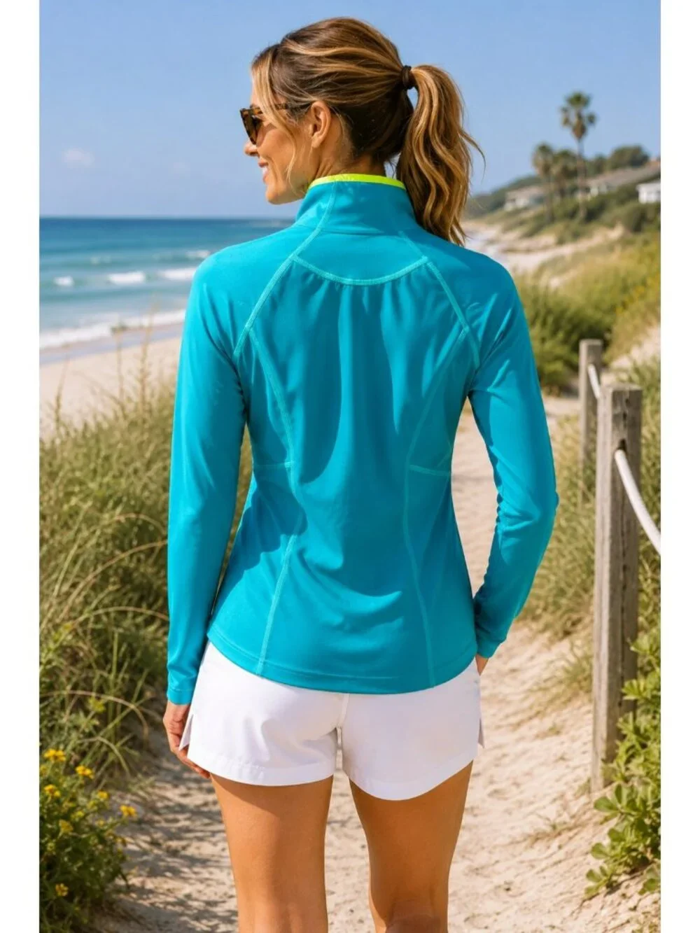 Lululemon Athletica Half-Zip Long Sleeve Athletic Jacket Womens 6 Turquoise Nylo